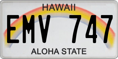 HI license plate EMV747