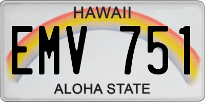 HI license plate EMV751