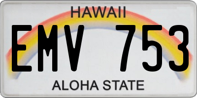 HI license plate EMV753