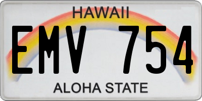 HI license plate EMV754
