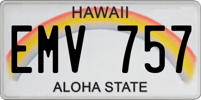 HI license plate EMV757