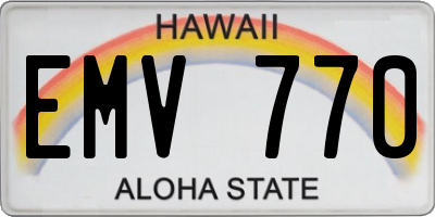 HI license plate EMV770