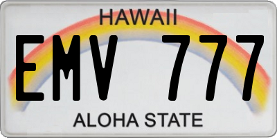 HI license plate EMV777