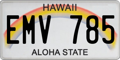 HI license plate EMV785