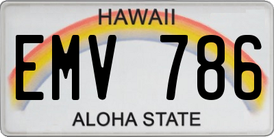 HI license plate EMV786