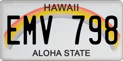 HI license plate EMV798