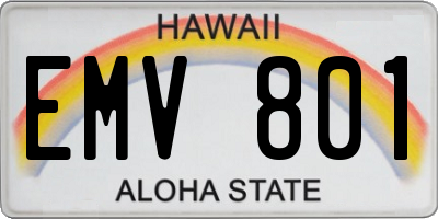 HI license plate EMV801