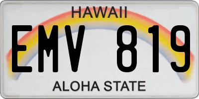 HI license plate EMV819
