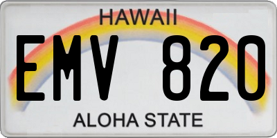 HI license plate EMV820