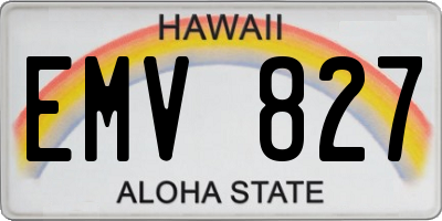 HI license plate EMV827