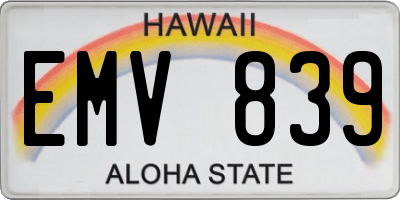 HI license plate EMV839