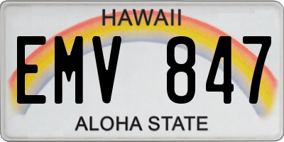 HI license plate EMV847
