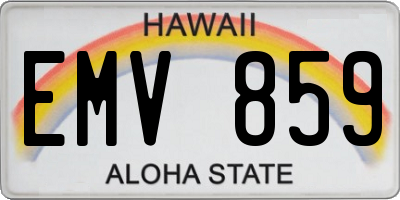 HI license plate EMV859