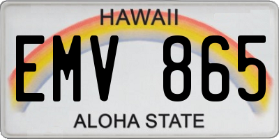 HI license plate EMV865