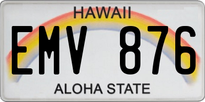 HI license plate EMV876