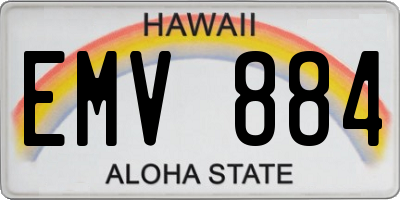 HI license plate EMV884