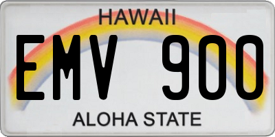 HI license plate EMV900