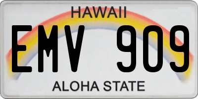 HI license plate EMV909