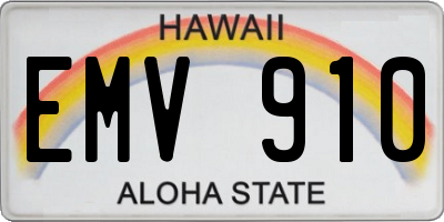 HI license plate EMV910