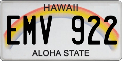 HI license plate EMV922