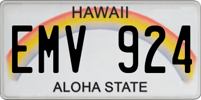 HI license plate EMV924