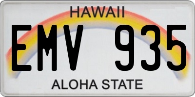 HI license plate EMV935
