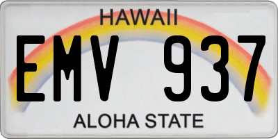 HI license plate EMV937
