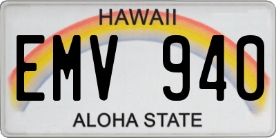 HI license plate EMV940
