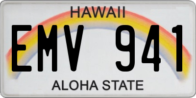 HI license plate EMV941