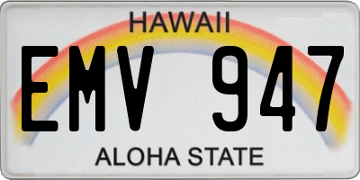 HI license plate EMV947