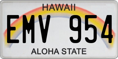 HI license plate EMV954