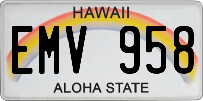 HI license plate EMV958