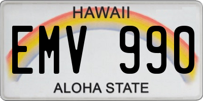 HI license plate EMV990