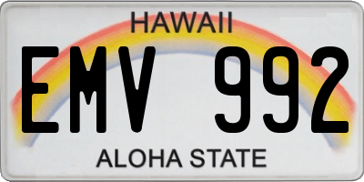 HI license plate EMV992