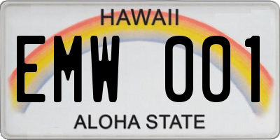 HI license plate EMW001