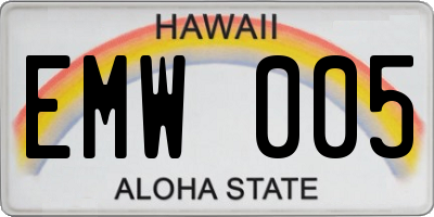 HI license plate EMW005