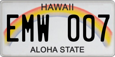 HI license plate EMW007