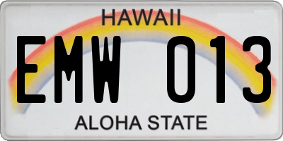 HI license plate EMW013