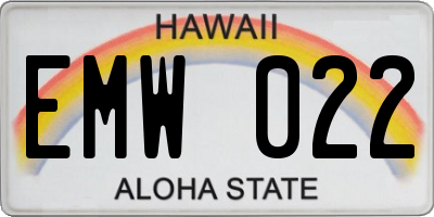 HI license plate EMW022