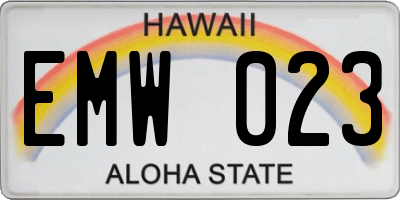 HI license plate EMW023