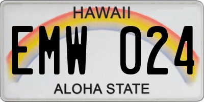 HI license plate EMW024