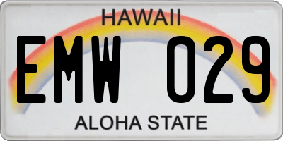 HI license plate EMW029