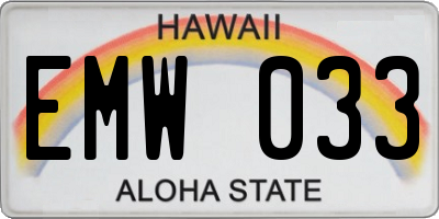 HI license plate EMW033