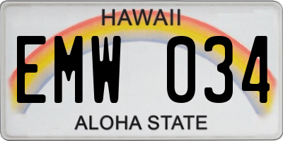 HI license plate EMW034