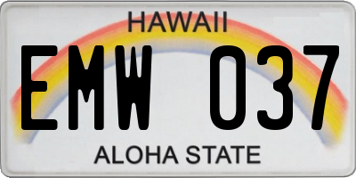 HI license plate EMW037