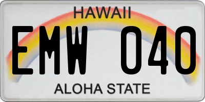 HI license plate EMW040