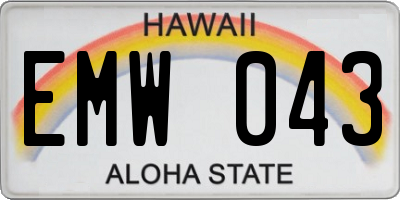 HI license plate EMW043