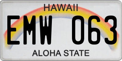 HI license plate EMW063