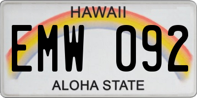 HI license plate EMW092
