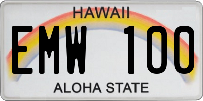 HI license plate EMW100